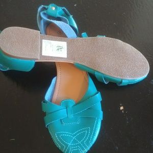 Turquoise Ankle flats